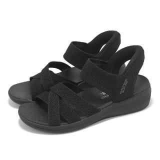 【SKECHERS】涼鞋 Arya-Cooling Off Slip-Ins 女鞋 黑 瞬穿科技 針織 緩衝 健走涼鞋(163524-BBK)