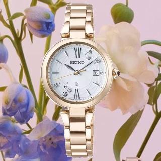 【SEIKO 精工】LUKIA 限量款花藝聯名香檳桔梗太陽能電波鈦金屬女錶-金/27.9mm(SSQW084J/1B32-0BK0G)