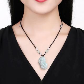 【MoonDy】項鍊 玉珮 吊墜 玉石項鍊 貔貅 招財項鍊 保平安 翡翠 護身符 如意 男女同款 送媽媽