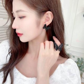 【MoonDy】耳環女 925純銀耳環 首飾 蝴蝶戒指 ins風 鋯石耳環 造型耳環 耳釘 抗敏耳環 開口戒指