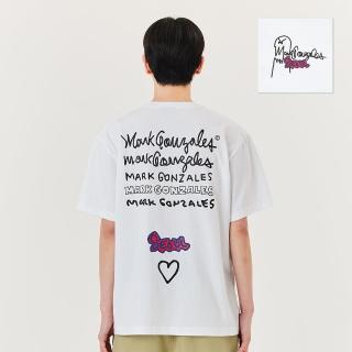 【Mark Gonzales】男女同款 首爾 TYPO 文字圖案T恤-白色