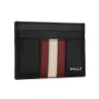 【BALLY】Mythos 再生皮革紅白條紋卡片夾/名片夾(黑色)