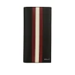 【BALLY】Mythos 紅白條紋再生牛皮對開二折長夾(黑色)