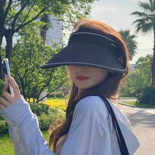 【SEEYU】防紫外線UPF50+大帽簷遮陽帽 戶外騎行空頂帽(防曬帽 抗UV帽 馬尾帽)