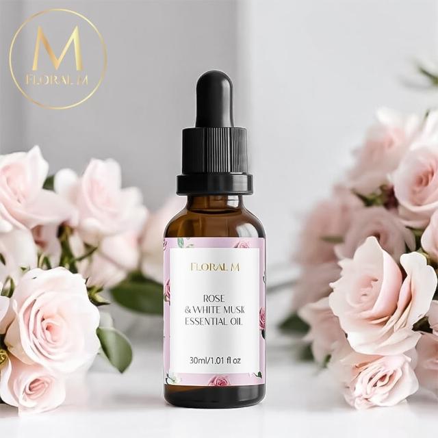【Floral M】玫瑰白麝香空間香氛油30ml(擴香花/香氛精油/淨化空氣/擴香精油/水氧機專用)