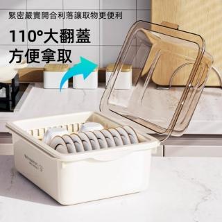 【大麥】碗盤瀝水架 碗筷收納盒 碗籃 可視碗櫃 碗架帶蓋(碗盤收納架 碗碟瀝水架 大容量收納箱 可拆洗)