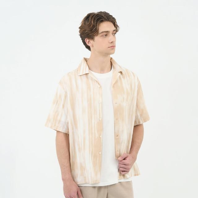 【GIORDANO 佐丹奴】男裝印花短袖襯衫 Natural Linen系列(73 卡其)