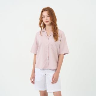 【GIORDANO 佐丹奴】女裝短袖襯衫 Natural Linen系列(36 丁香粉)