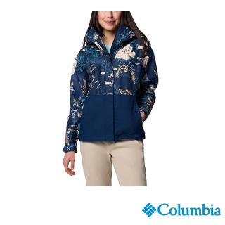 【Columbia 哥倫比亞】女款-OT防水外套-深藍印花(UWR51920QV/JS)