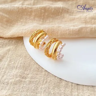 【Angely】流行層次貝珠C形耳環