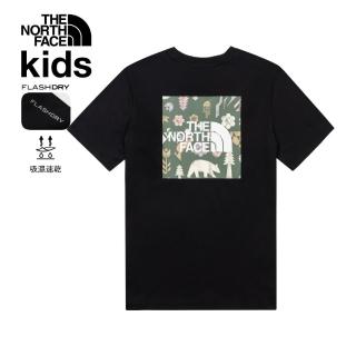 【The North Face 官方旗艦】北面兒童黑色吸濕排汗短袖T恤｜8DCUJK3(排汗衫)