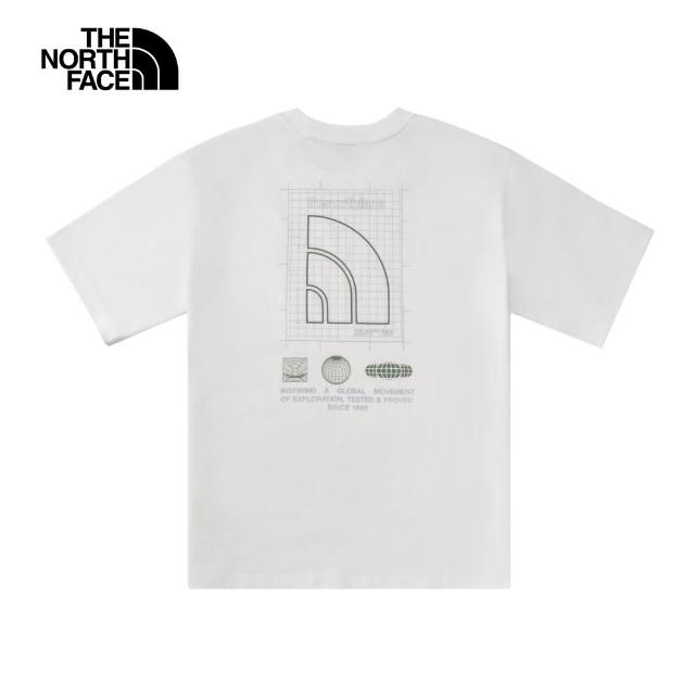 【The North Face 官方旗艦】北面UE男款白色純棉大尺寸印花舒適短袖T恤｜8BU2FN4