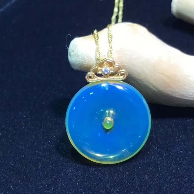 【勝弘珠寶】多明尼加藍珀平安扣項鍊