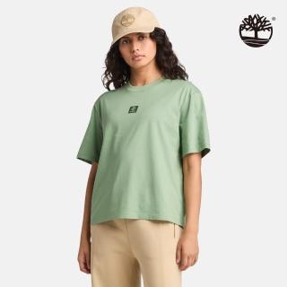 【Timberland 官方旗艦】女款淺綠色LOGO短袖T恤(A5RZXEC6)