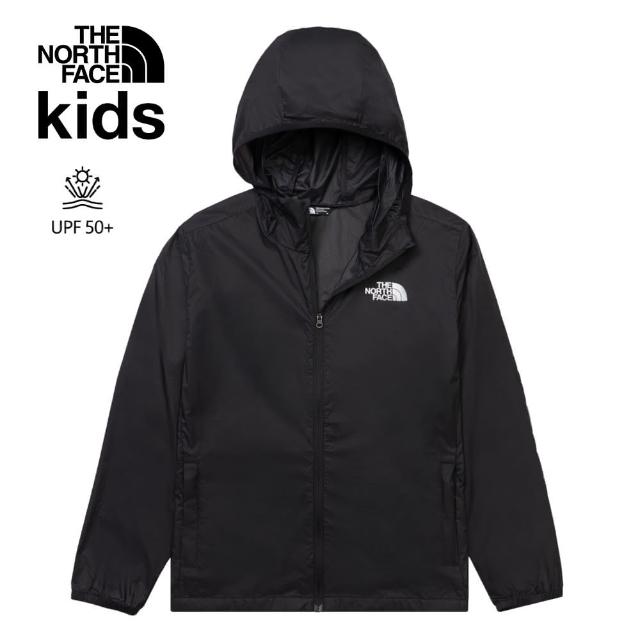 【The North Face 官方旗艦】北面兒童黑色UPF防曬防風外套｜8C0FJK3(抗UV)