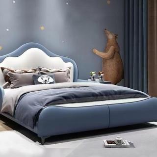 【Taoshop 淘家舖】QY - 極光星辰漫遊皮革兒童實木床架 - QY-ETC018 真皮(230*194*130cm 不含床墊)