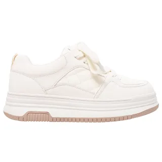 【Ann’S】減齡穿搭術-澎澎菱格紋真皮厚底球鞋4cm(白)