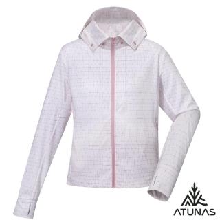 【ATUNAS 歐都納】女款蚊瘋不動涼感Q-MAX輕薄風衣外套(A1GA2510W雪粉印花/防蚊/驅蚊/防曬抗UV/戶外/休閒)