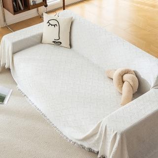 【BonBon naturel】小清新編織沙發防塵蓋布-三人座 180*300cm/堆疊白(沙發蓋布/防塵布/沙發墊/桌巾)