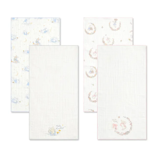 【奇哥】比得兔天絲三層紗布澡巾2入 30×60cm(沐浴巾 拍嗝巾 紗布巾 口水巾)