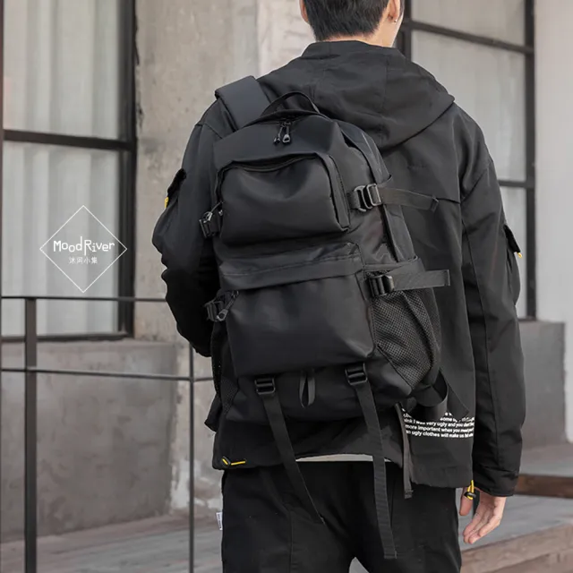 【MoodRiver】雙肩背包 後背包 筆電後背包 旅行背包 男生背包(防潑水 寬肩帶 胸前扣 多隔層 大 