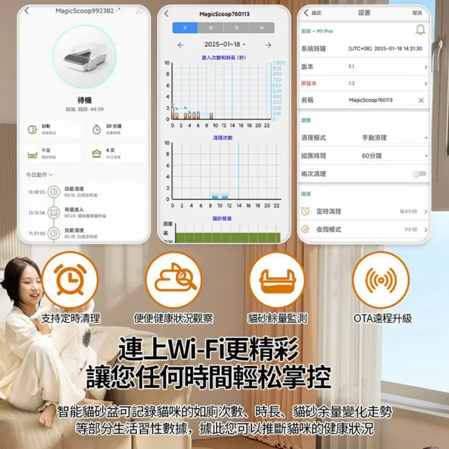 【MAGICSCOOP 魔鏟】智能APP自動款貓砂機 自動貓砂盆-M1 Pro(1000萬責任險-貓砂機經過NCC認證)