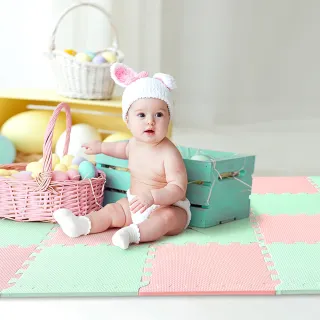 【MOMOTARO 桃太郎地墊】台灣製經典必買加厚1CM環保無毒32CM防滑EVA巧拼地墊-13色可選(32片/約0.9坪)