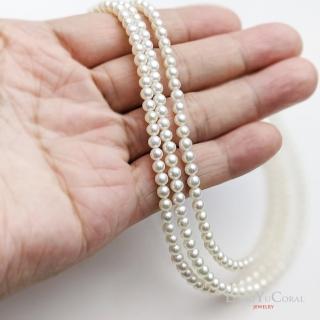 【大東山樑御珊瑚】天然珍珠高品質正圓項鍊3.5-4mm(送珍珠耳針)