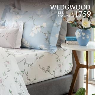【WEDGWOOD】義大利Muslin貝比紗 印花鬆緊床包一件｜木蘭琢白 青空藍(百貨款｜加大180x186cm)