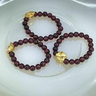 【Penny珮妮】黃金999石榴石彈力繩指環戒指3款可選(母親節 女友 交換禮物 生日禮 情人節 尾牙 新年 結婚)