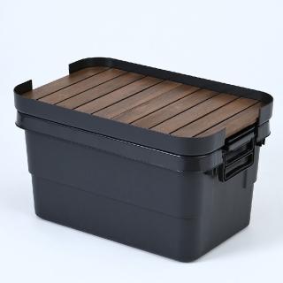 【MUJI 無印良品】相思木桌板+耐壓收納箱/大/黑(露營系列)