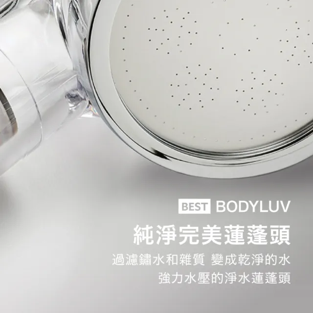 【BODYLUV | 經典植萃潤膚套組】純淨完美蓮蓬頭1入+植萃濾芯2入(護膚天然首選)