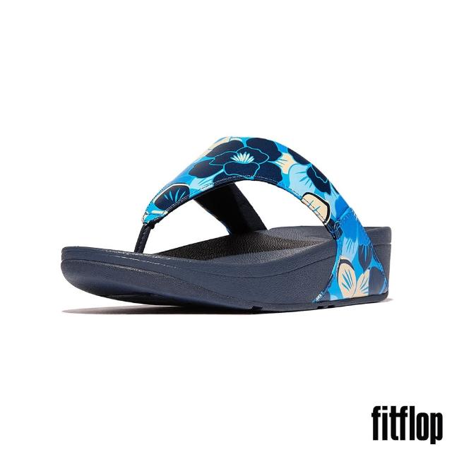 【FitFlop】LULU 花卉皮革夾腳涼鞋 -女(午夜藍混色)