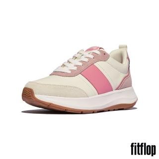 【FitFlop】F-MODE FLOW 皮革/麂皮/厚底休閒鞋-女(奶油/粉色)