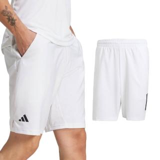 【adidas 愛迪達】Club 3STR Short 男款 白色 運動 休閒 吸濕 排汗 亞規 7吋 短褲 JE0408
