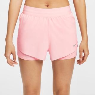 【NIKE 耐吉】短褲 女 雙層 中腰運動褲 AS W NK SWIFT DF MR 2N1 SHRT 粉 HJ5377-607