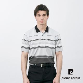 【pierre cardin 皮爾卡登】網路獨家 男款 商務休閒吸濕排汗印花短袖POLO衫-黑色(7257264-99)