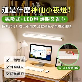【伊德萊斯】磁吸式LED護眼檯燈 三檔調光 長條吸頂燈 42CM(LED燈 小夜燈 臥室床頭燈)