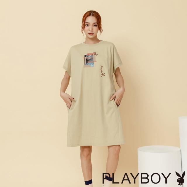 【PLAYBOY】OVERSIZE寬鬆洋裝(檸檬黃色)