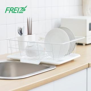 【FREIZ】Blance 寬型碗盤餐具瀝水籃-附筷筒(導流瀝水架/碗碟收納架/杯架/餐具架/瀝水置物架)
