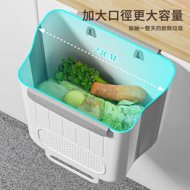【CAM】掛式折疊垃圾桶 大容量廚房垃圾桶 廚餘垃圾桶 洗衣桶 儲物桶 壁掛收納桶 10L  禮物