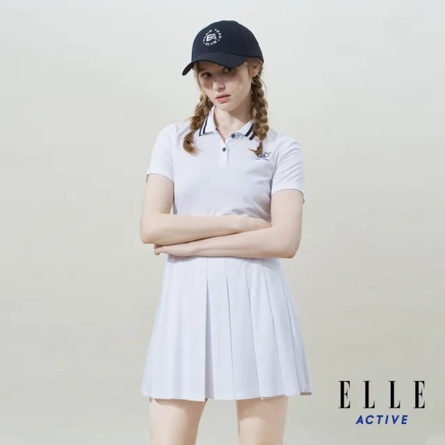 【ELLE ACTIVE】女款 簡約修身配色連身洋裝-白色(EA25S2W2601-90)