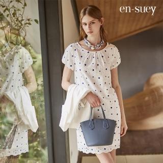 【en-suey 銀穗】鏤空小花刺繡連身洋裝-女