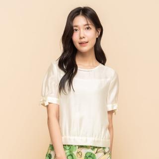 【perng yuh 芃諭名品】柔和光暈 珠飾 仿絲上衣(2025 SS Collection｜4A春夏新品上市)
