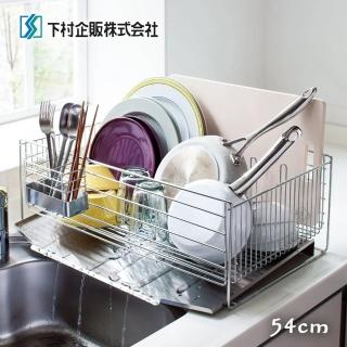 【下村企販】日本製全不鏽鋼廚房收納瀝水架34.5×深54cm(水槽橫跨式設計/附餐具及砧板架收納架)