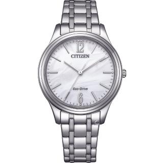 【CITIZEN 星辰】LADY’S 光動能 簡約大方 時尚腕錶 34MM(EM0411-71A)