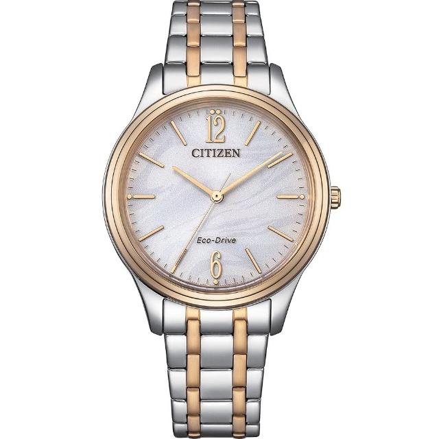 【CITIZEN 星辰】LADY’S 光動能 簡約大方 時尚腕錶 34MM 半金(EM0416-78A)