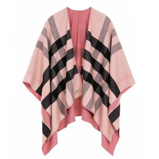 【BURBERRY 巴寶莉】經典格紋雙面兩用羊毛披肩/斗篷(多色選)