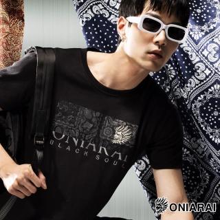 【BLUE WAY】男裝 黑標極致闇光和藝術變形蟲文字 短袖 上衣-鬼洗