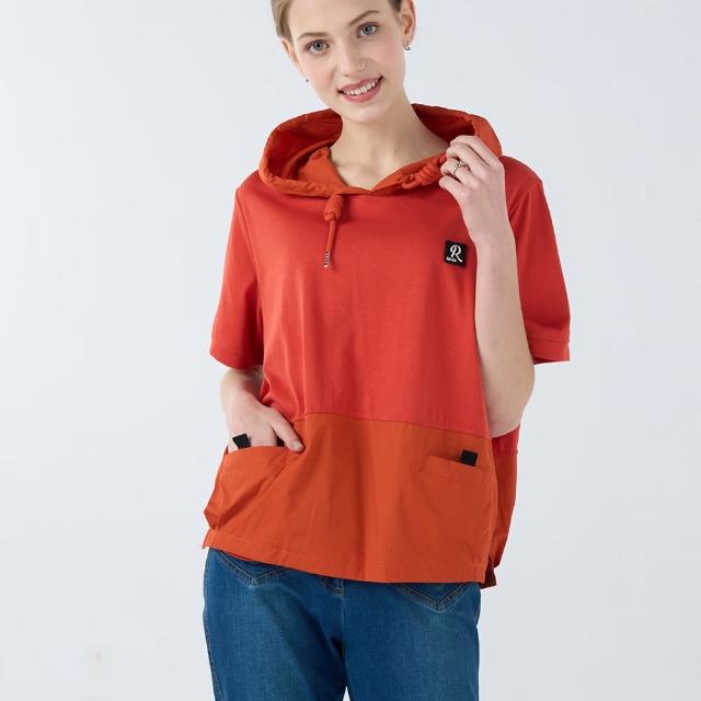 【Qiruo 奇若名品】專櫃精品橘色連帽上衣1816A 小口袋